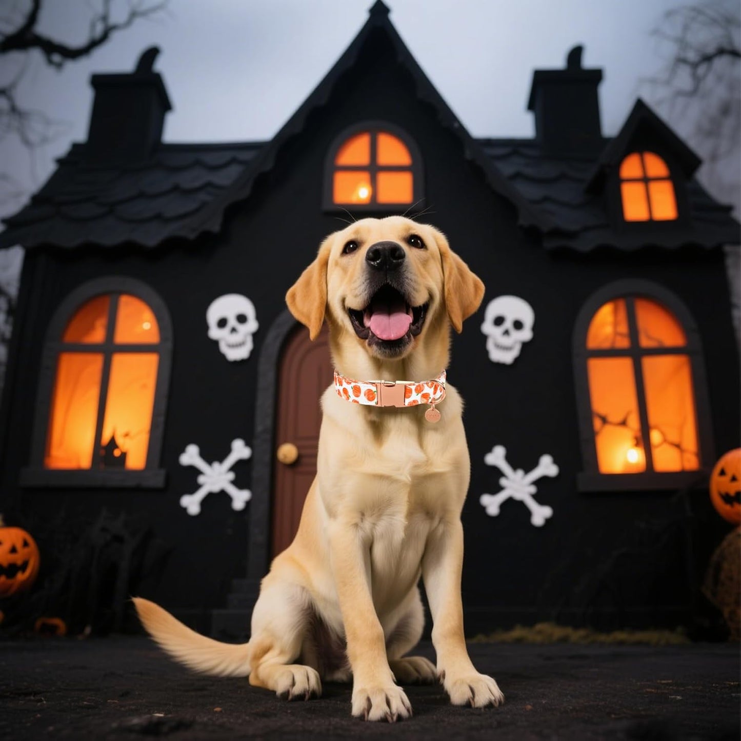 Halloween Dog Collar with Metal Buckle Gift Fall Dog Collar for Small Medium Large Girls or Boys Dogs Cute Pumpkin Cotton Pet Collars