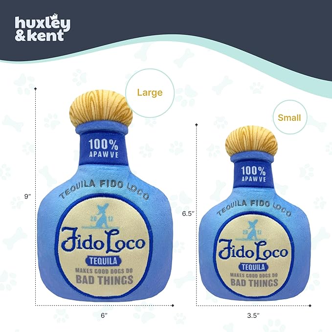 Huxley & Kent Funny Dog Toy w/Squeaker – Power Plush Squeaky Dog Toys for Small, Medium & Large Dogs – Soft Stuffed Animal for Indoor Play & Fetch - Fido Loco, Large