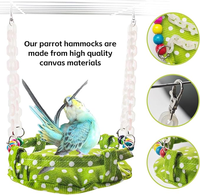 Bird Toy Climbing Hammock Nest Wooden Hanging Bird Bed for Cage Perch Stand Swing with Parrot Bell Toy for Parakeet Cockatiel Conure Cockatoo