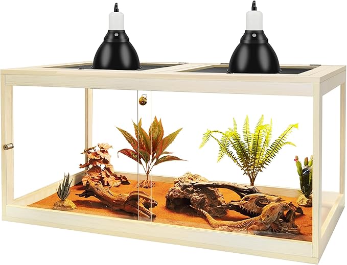 Prolee 34 Gallon Reptile Terrarium Tank 32 Inch Lizard Tank Bearded Dragon Tank with Metal Mesh Roof Door, Snake Tank with Lock Design, 32" Length