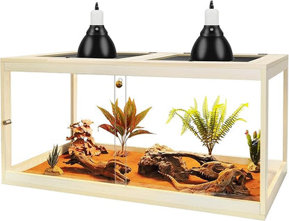 Prolee 34 Gallon Reptile Terrarium Tank 32 Inch Lizard Tank Bearded Dragon Tank with Metal Mesh Roof Door, Snake Tank with Lock Design, 32" Length