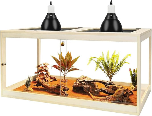 Prolee 34 Gallon Reptile Terrarium Tank 32 Inch Lizard Tank Bearded Dragon Tank with Metal Mesh Roof Door, Snake Tank with Lock Design, 32" Length