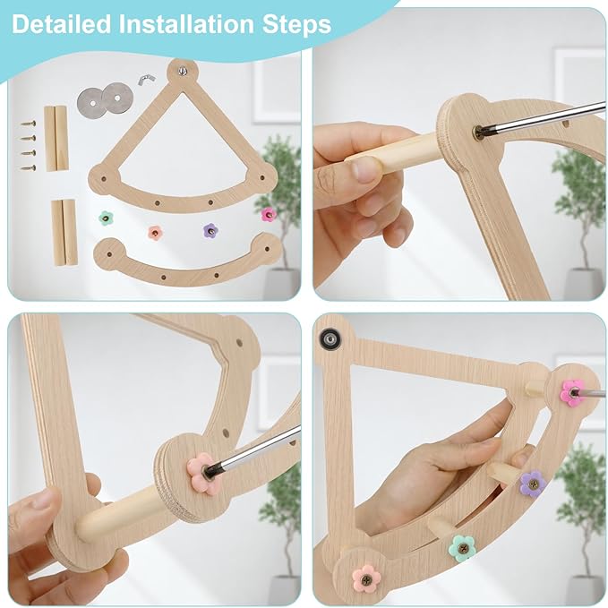 Bird Swing Toy Multilayer Bird Playground Natrual Wooden Activity Toy for Parakeets, Cockatiels, Conures, Lovebirds Cage Perch Stand with Chew Toys & Climbing Ladders (9.4x3.9x7.9 Inch)