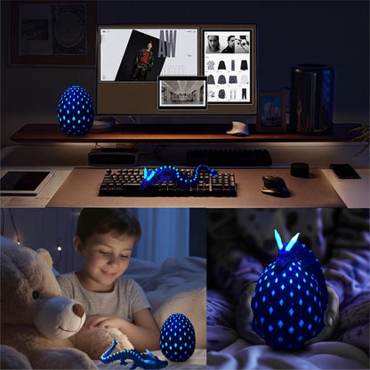 3D Printed Dragon Egg with Dragon Inside,Glowing at Night Dragon Egg Animal Figurines,3D Printed Animals Fidget Toys,Mysterious Gifts Teen Carnival Prizes（1PC） (1pc Dragon Egg)