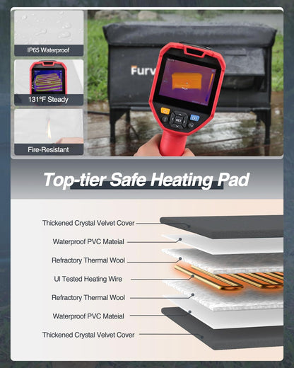 Outdoor Heated Cat House in Winter,Extremely Insulated & Weatherproof,Elevated Feral Cat Shelter with Waterproof Eaves & Escape Door for Outside Stray Barn Cat (Dark Grey,L)