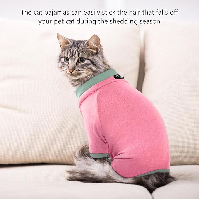 Sticky Cat Clothes Stretchy, Sphynx Hairless Sweater & Pajamas for Cats only, Soft Cat Onesie for Cats After Surgery Female Male & Hair Loss Prevention, Pink M