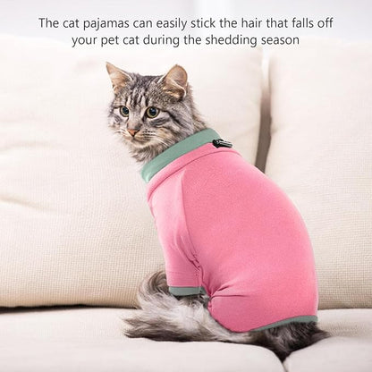Sticky Cat Clothes Stretchy, Sphynx Hairless Sweater & Pajamas for Cats only, Soft Cat Onesie for Cats After Surgery Female Male & Hair Loss Prevention, Pink S