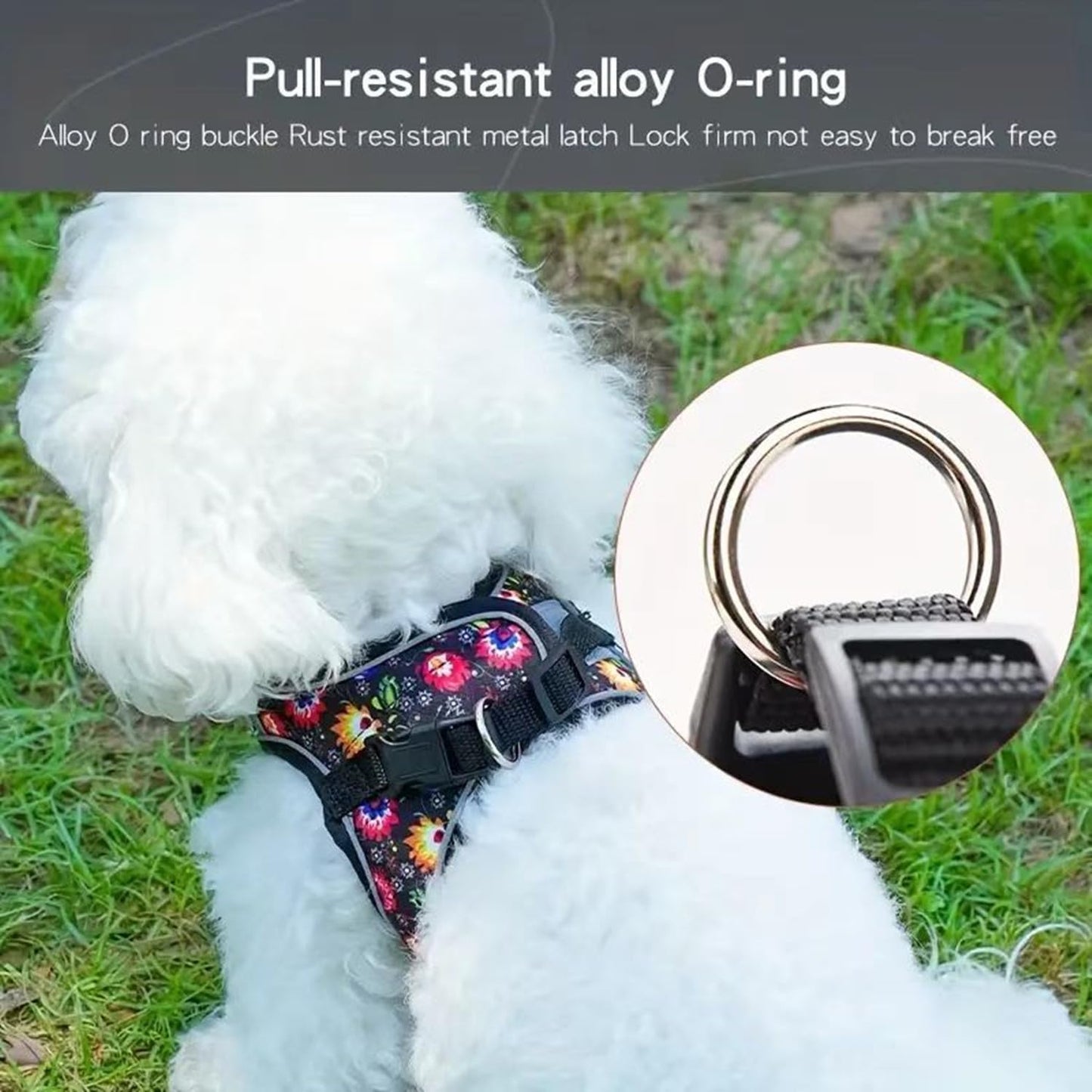 Step in Dog Harness No Pull Flower Adjustable Soft Mesh Padded Reflective Pet Vest Harness and Leash Set for Small Medium Dogs