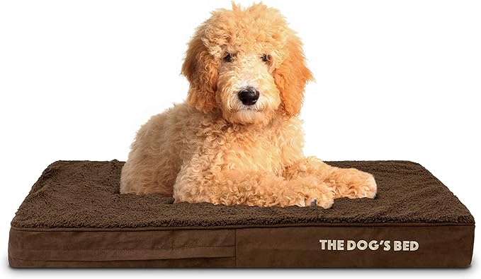 The Dog’s Bed Orthopedic Memory Foam Dog Bed, Large Brown Plush, Pain Relief for Arthritis, Hip & Elbow Dysplasia, Post Surgery, Lameness, Supportive, Calming, Waterproof Washable Cover