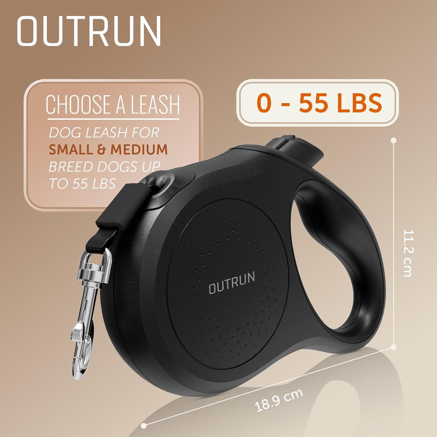 OUTRUN Retractable Dog Leash 16 FT Walking Leash up to 55 Lbs, Strong Nylon Tape No Tangle, Heavy Duty One-Handed Brake Lock Perfect for Small & Medium Sized Dogs and Pets