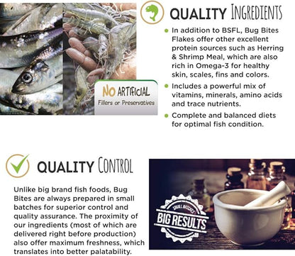 Fluval Bug Bites Color Enhancing Fish Food for Tropical Fish, Flakes for Small to Medium Sized Fish, 3.17 oz., A7348, Brown