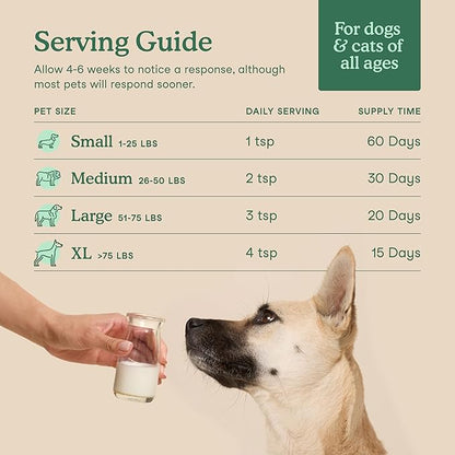 Fera Pets Goat Milk - Cat & Dog Hip and Joint Support with Glucosamine, MSM & Green Lipped Mussel - Supports Flexibility, Mobility & Bone Health - for Picky Eaters - 60 TSP