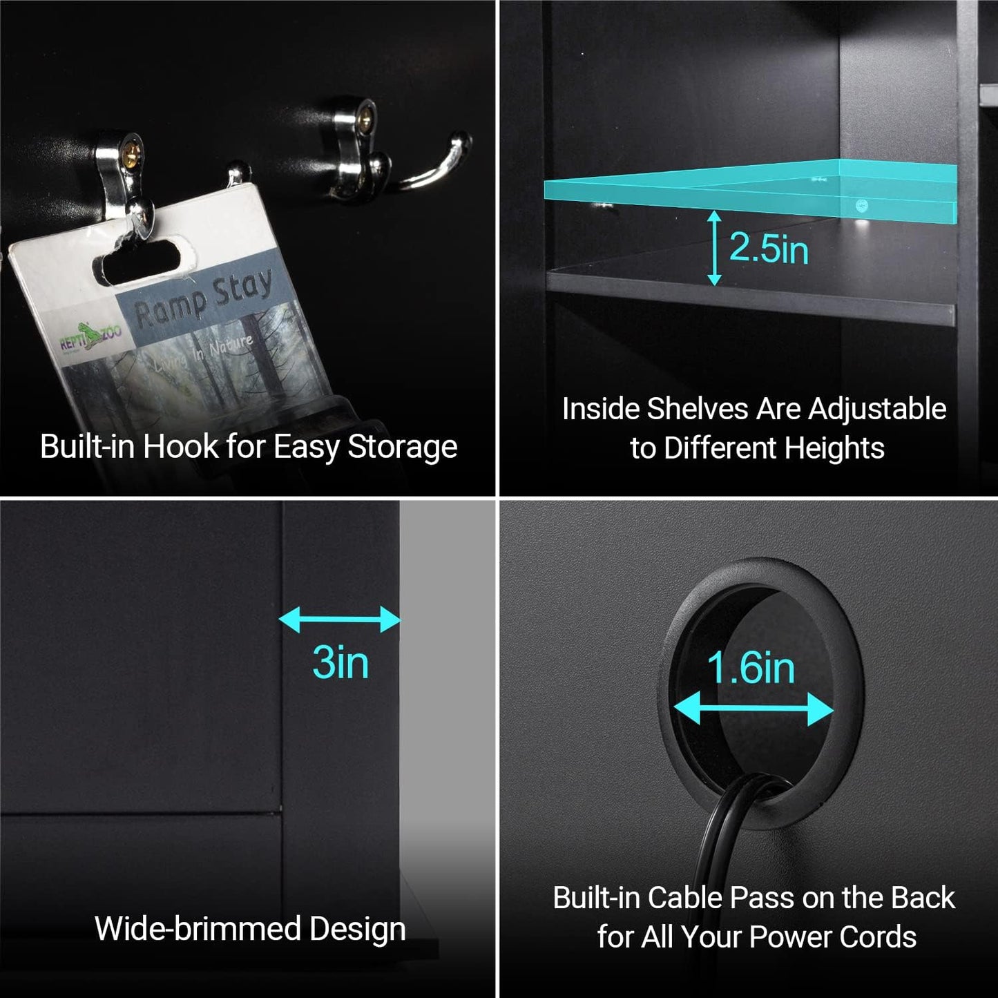 REPTI ZOO Reptile Aquarium Terrarium Wooden Stand and Cabinet with Adjustable Shelf for 48L x 18W inch Amphibian/Fish Sea Salt Water Tank Terrarium(Cabinet Only)