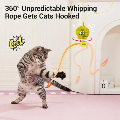 Potaroma Interactive Cat Toy with Motion Sensor, Chirping Sound & Catnip – Funny Grenade Design with Mesh Tail, Rechargeable Smart Rolling Ball for Bored Indoor Kittens & Adult Cats 3 Inches