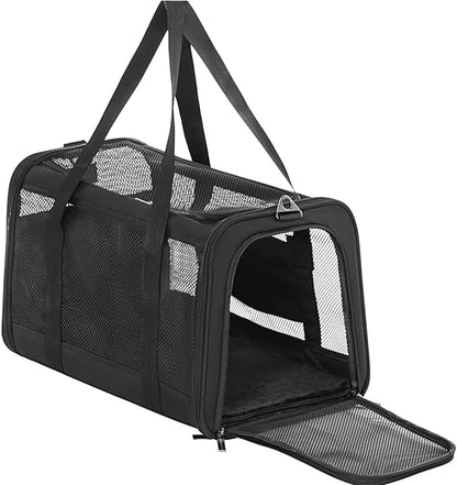 Petsfit Airline Approved Dog Carrier Cat Carrier, Soft-Sided Collapsible Pet Carrier for Travel, 3 Carrying Ways, Lightweight and Ventilation on 5 Sides, Escape Proof, with Soft Fleece Pad