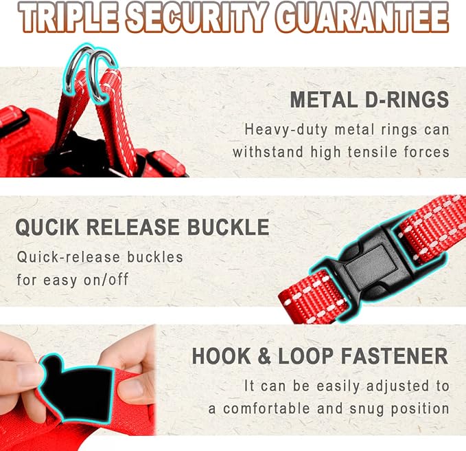 Dog Harness Step in Dog Vest Harness, Reflective Adjustable Puppy No Pull Harness Breathable Soft for Small and Medium Dogs Cats, Red, XS