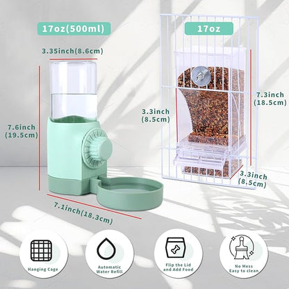 No Mess Bird Feeder Water Dispenser for Cage, Parakeet Cage Accessories, Automatic Bird Water Feeder for Parrots Cockatiel Budgies Finches (Feeding Doors Over 3.15 * 3.15 Inch)