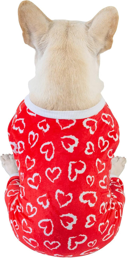 CuteBone Small Dogs Valentines Outfit Soft Puppy Onesies Pjs Dog Pajamas Pet Coat Cat Apparel Comfy Doggie Jumpsuit Bodysuit for All Seasons P202L