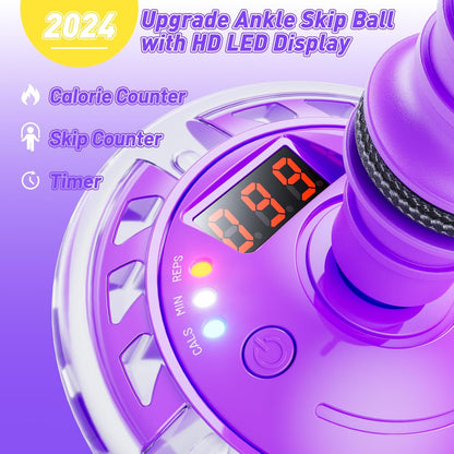 Flooyes Skip Ball for Kids, Ankle Skip Ball Toy with Counter, Timer and Cal Calculator, Girl Birthday Gifts for Age 6 7 8 9 10+, Rechargeable Colorful Flash Wheel Skip Ball for Girls Women
