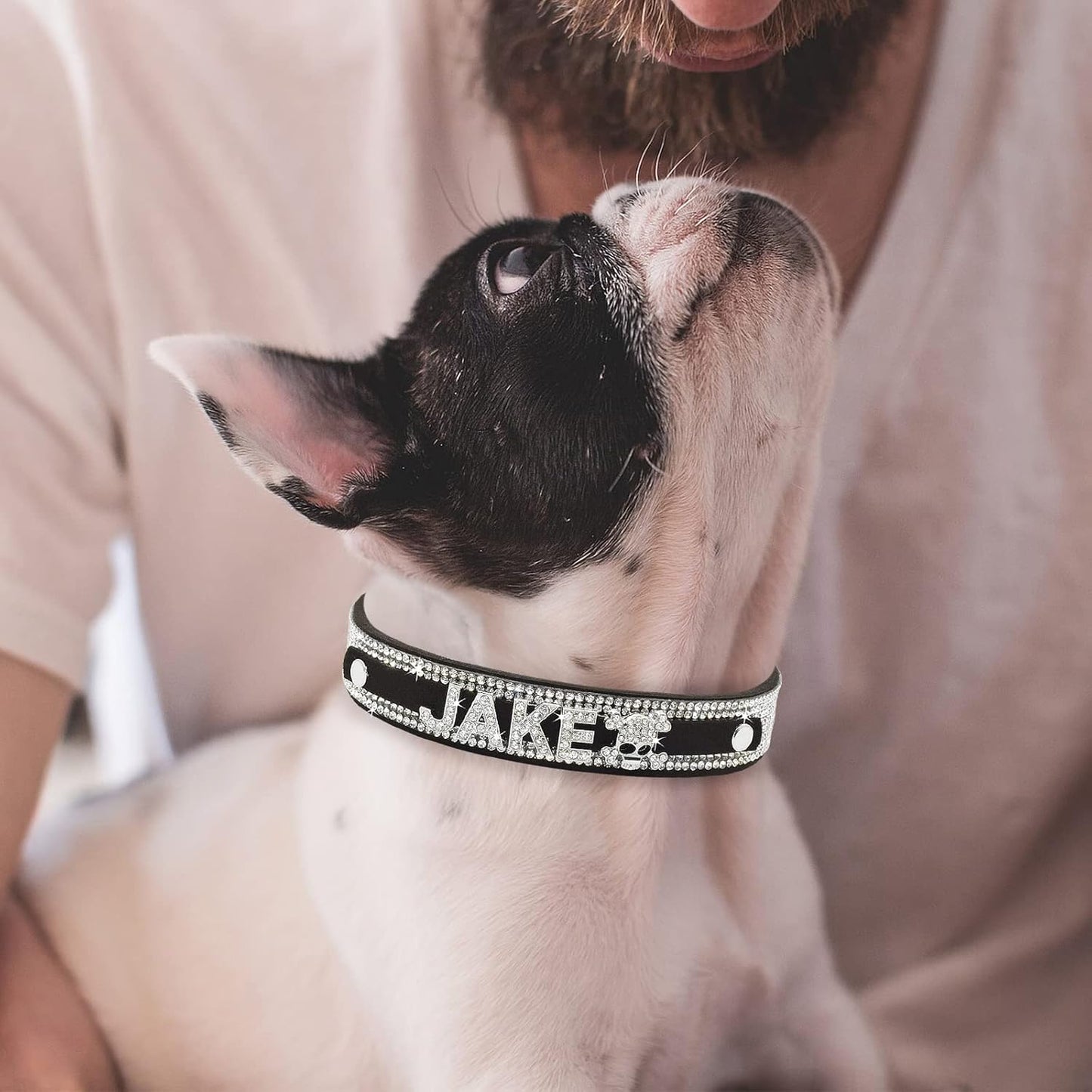 Crystal Dog Collar Personalized with Bling Name,Custom Sparkling Rhinestones Dog Collar for Small Medium Large Dog (XL,Black)