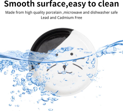 Elevated Cat Food Dish, Ceramic, Non-Slip Stand, Raised Feeding Station, 5 in, Shallow for Whiskers, Dishwasher Safe