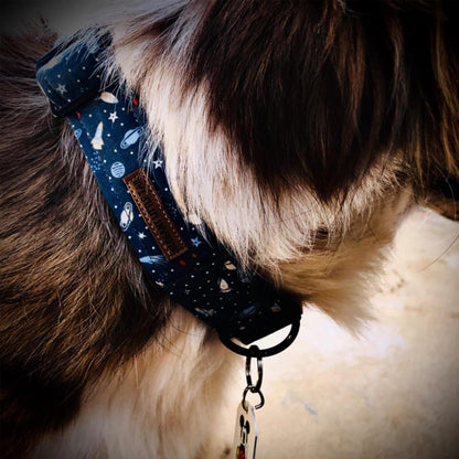 Elegant little tail Dog Collar, Blue Universe Pattern Pet Collar Durable Cute Dog Collars Male Pet Gift Adjustable Dog Collar for Large Dogs