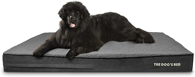 The Dog’s Bed Orthopedic Jumbo Memory Foam Dog Bed, XXXL Grey Plush, Pain Relief for Arthritis, Hip & Elbow Dysplasia, Post Surgery, Lameness, Supportive, Waterproof Washable Cover