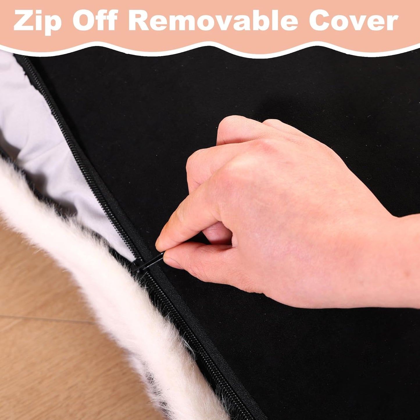 Bedfolks Waterproof Kennel Pad,Plush Dog Crate Bed with Removable, Washable Faux Fur Cover for Extra Large Dogs, Fluffy - 41"x27", Black-White Cowhide