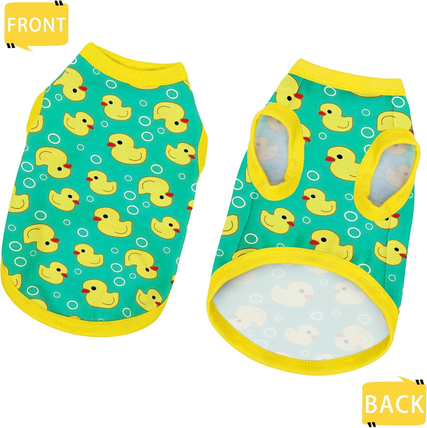 Adorable Yellow Duck Dog Shirt: Lightweight Polyester Cartoon Puppy Vest, Small Medium & Large Dog T-Shirt, Summer Pet Clothes, Cute Dog Apparel, Breathable Dog Tank Top Pink L
