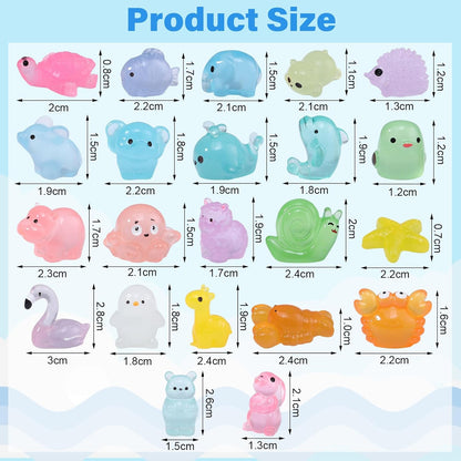 160 Pcs Mini Resin Animals Luminous Tiny Resin Animal Figures to Hide 35 Types Variety Mini Animals Ducks for Fairy Garden Accessories Micro Landscape Aquarium Decor Garden Dollhouse Accessories
