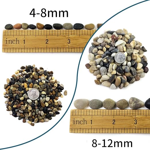 20LB Aquarium Gravel, 1/4" Pea Gravel for Fish Tank, Small River Rocks for Garden Decoration, Landscaping, Vase Filling, Flower Pot Paving(4-8MM)