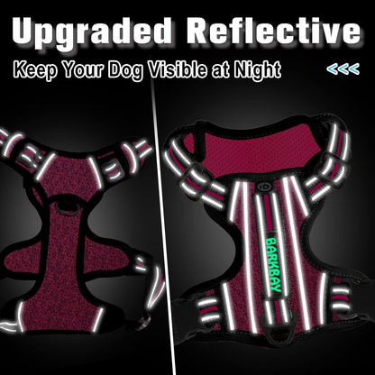 BARKBAY Dog Harness No Pull with ID Tag Pocket - Heavy Duty, Reflective, Easy Control for Small Dogs(Pink/Black,S)