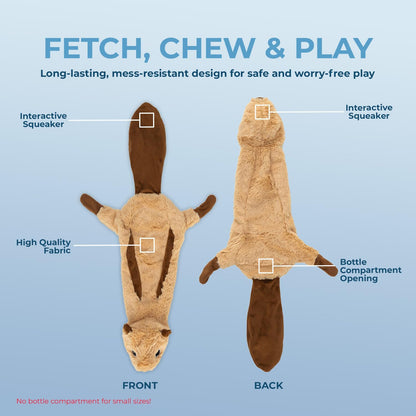 Best Pet Supplies Squeaky Dog Toys with Soft Durable Fabric for Small, Medium and Large Pets Interactive Toy for Indoor Play, Supports Active Biting and Play - Squirrel, Small