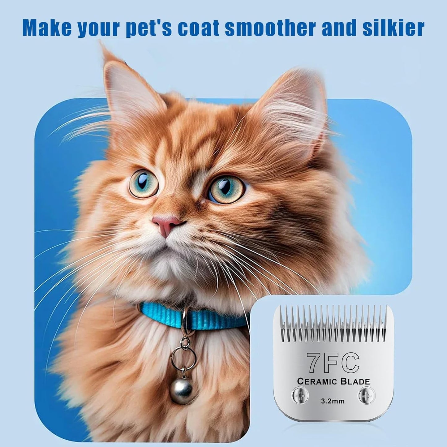 7FC# Detachable Pet Dog Grooming Clipper Ceramic Blade,Compatible with Andis Size 7FC Cut Length 1/8"(3.2mm),Compatible with andis/wahl/Oster Dog Clippers 1PCS
