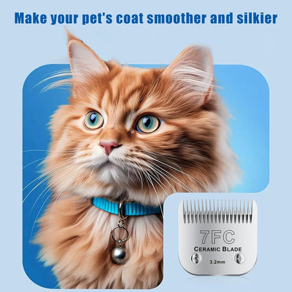 7FC# Detachable Pet Dog Grooming Clipper Ceramic Blade,Compatible with Andis Size 7FC Cut Length 1/8"(3.2mm),Compatible with andis/wahl/Oster Dog Clippers 1PCS
