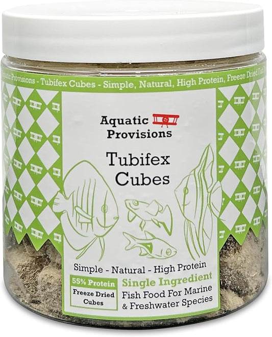 Freeze Dried Tubifex Cubes 1 oz, Fish Food for Freshwater and Marine Aquarium Fish