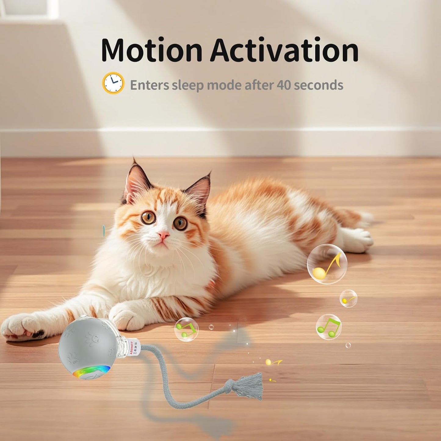 Interactive Cat Toy - Automatic LED Light Ball, Rechargeable & Durable - Keeps Cats Active & Engaged - Ideal for Kittens & Adult Cats