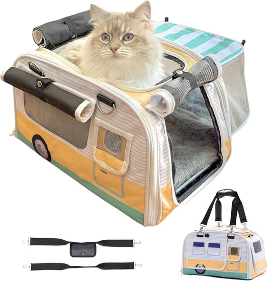 New Premium Soft-Sided 2-in-1 Kittyrama Cat Carrier & Home Hideaway – Vet-Recommended Calming Den, Dual-Use Lounge & Travel Carrier with SBS Zippers, Airline-Approved Under-Seat Fit