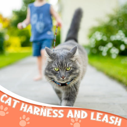 2 Pack Cat Harness and Leash Set, Escape Proof Adjustable Kitten Harness with Leash Collar Lightweight Soft and Comfortable for Small Medium Cats Walking and Travel