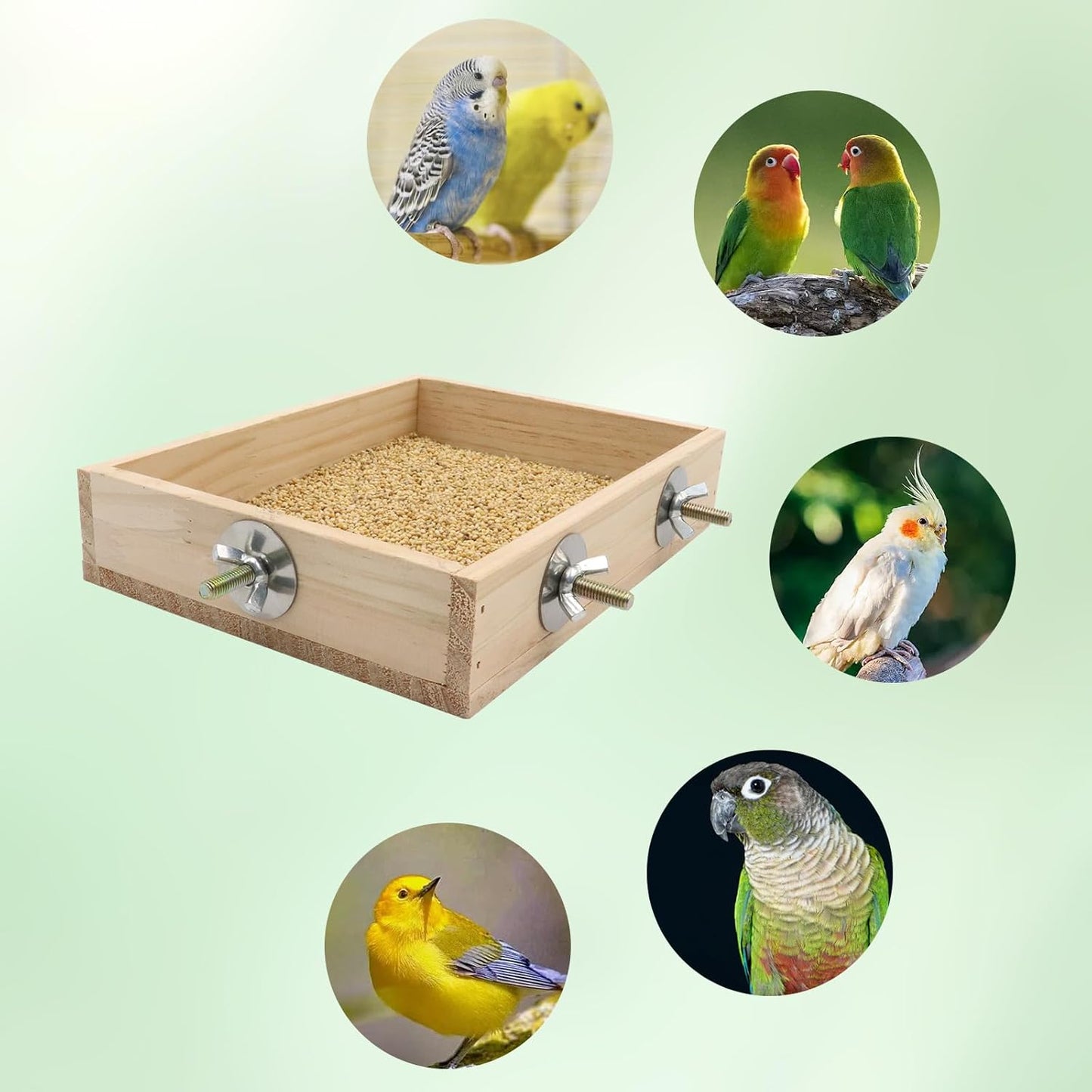 Bird Cage Accessories, Wooden Food Dish for Small to Medium Birds, Bird Feeder for Cage, Bird Food Bowl for Budgie, Cockatiel, Lovebird, Conure, Parakeet, Canary, Kakariki
