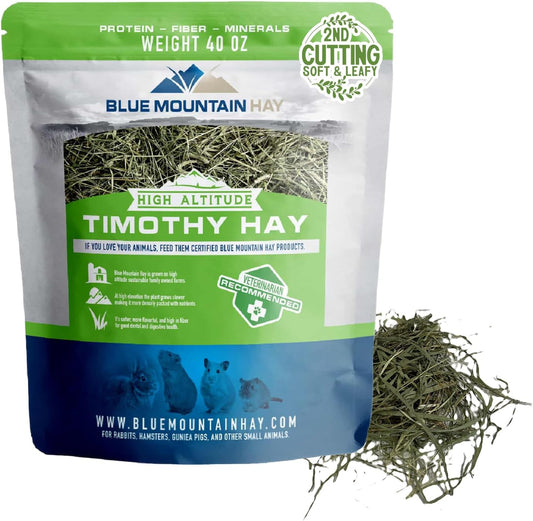 Blue Mountain Hay | Fresh 2nd Cutting Timothy Grass Hay (15 Ounce) | Soft & Leafy, Balanced Nutrition | High-Altitude Hay Pet Food for Adult Rabbits, Guinea Pigs, Chinchillas, and Other Small Pets