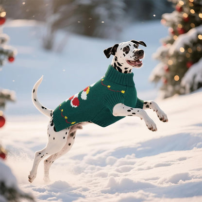 BRKURLEG Dog Sweaters, Christmas Dog Sweaters, Medium Large Dogs Warm Sweater for Cold Weather, Pullover Sweater Xmas New Year, Winter Knitted Sweatshirt Outfit for Boston Terrier, Beagle (Green, L)