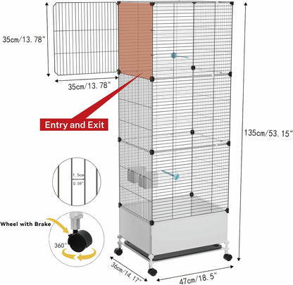 Extra Large Bird Cage, Black Parakeet Cages with Rolling Stand & Wheels, Wide Birdcage for Parrots Cockatiels Conure Budgie Canary Finch Lovebird