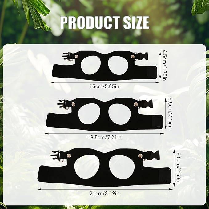 Bearded Dragon Leash and Harness Set, 3 Size Adjustable Soft Leather Lizard Leash Training Walking Prevent Escape, Spring Can be Stretched to 3m, for Iguana Squirrels Small Reptiles Outdoors (Black)