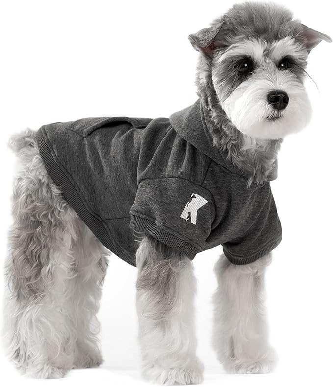 Koneseve Dog Hoodie Fleece Puppy Clothes Warm Sweater with Hat for Small Dogs Cat Hooded Shirt Kitten Pet Basic Hoodies Sweatshirt with Pocket Doggie Soft Winter Coat Apparel (Grey; S)