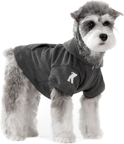 Koneseve Dog Hoodie Fleece Puppy Clothes Warm Sweater with Hat for Small Dogs Cat Hooded Shirt Kitten Pet Basic Hoodies Sweatshirt with Pocket Doggie Soft Winter Coat Apparel (Grey; S)