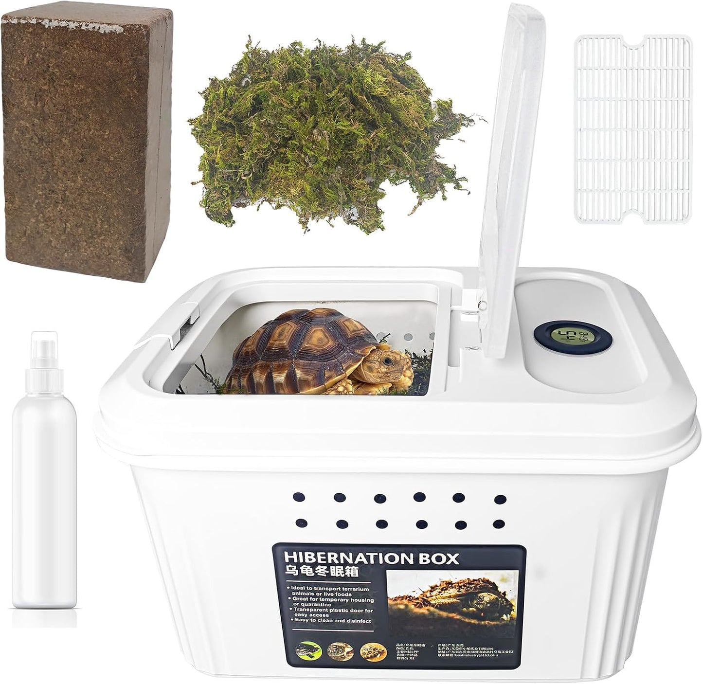 Winter Tortoise Habitat Kit,Turtle Tank Accessories,Turtle Tank Accessories,Snake Hide,Small Animals Hide with Hygrometer Thermometer,Apply to Frogs,Snakes,Lizards,Tortoise.