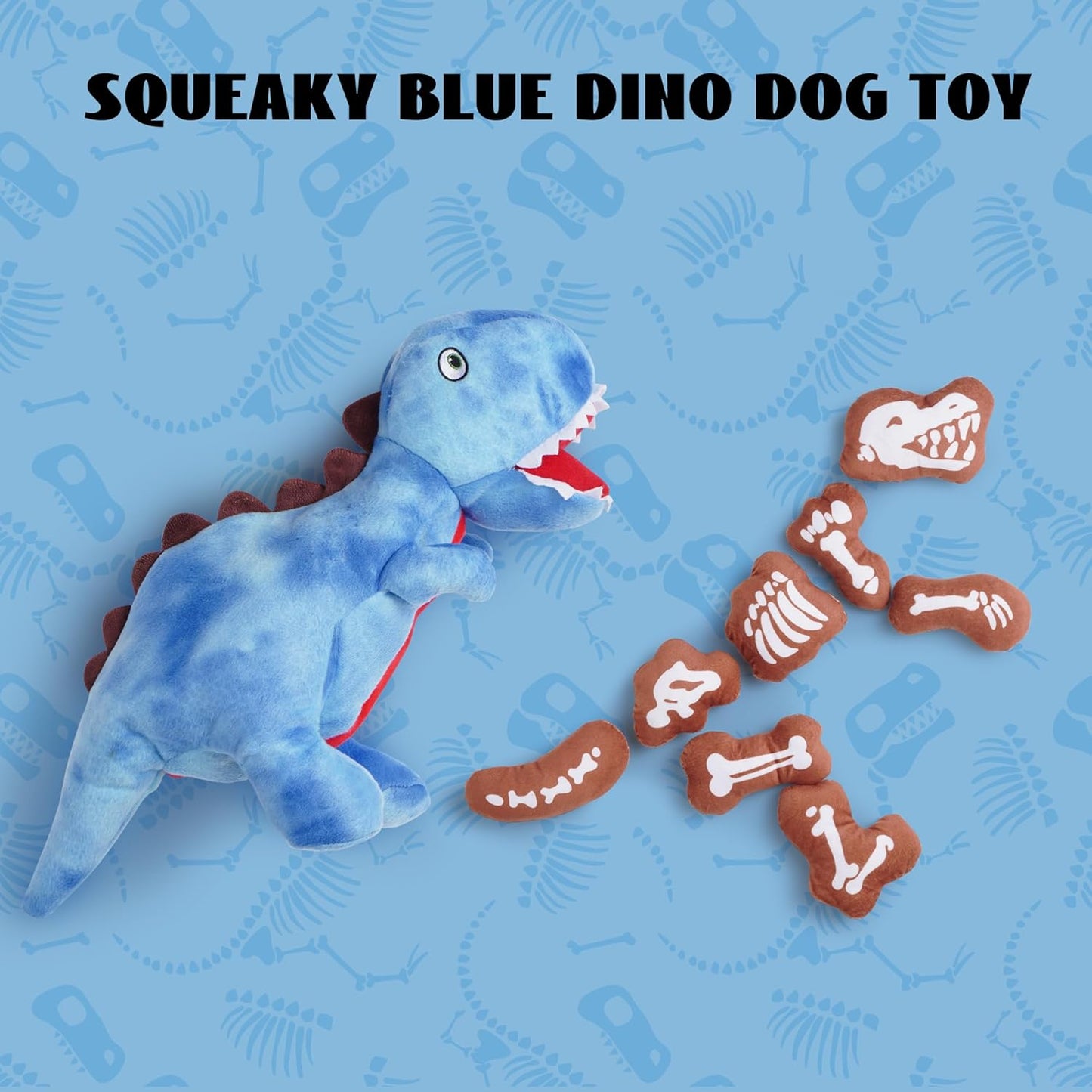 Nocciola Plush Dinosaur Dog Toys: Funny Squeaky Stuffed Dino Chew Toy for Small Medium Breed, Cognitive Enrichment Puzzle Mental Stimulation Training Pet Supplies to Keep Busy, 9 Packs
