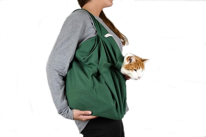 Cat-in-the-Bag Cozy Comfort Carrier - X-Large Green Cat Carrier, Cat Holder for Cutting Nails, & Cat Carrier Pouch for Vet Visits, Medication Administration, Dental Care, & Travel