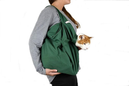 Cat-in-the-Bag Cozy Comfort Carrier - Small Green Cat Carrier, Cat Holder for Cutting Nails, & Cat Carrier Pouch for Vet Visits, Medication Administration, Dental Care, & Travel